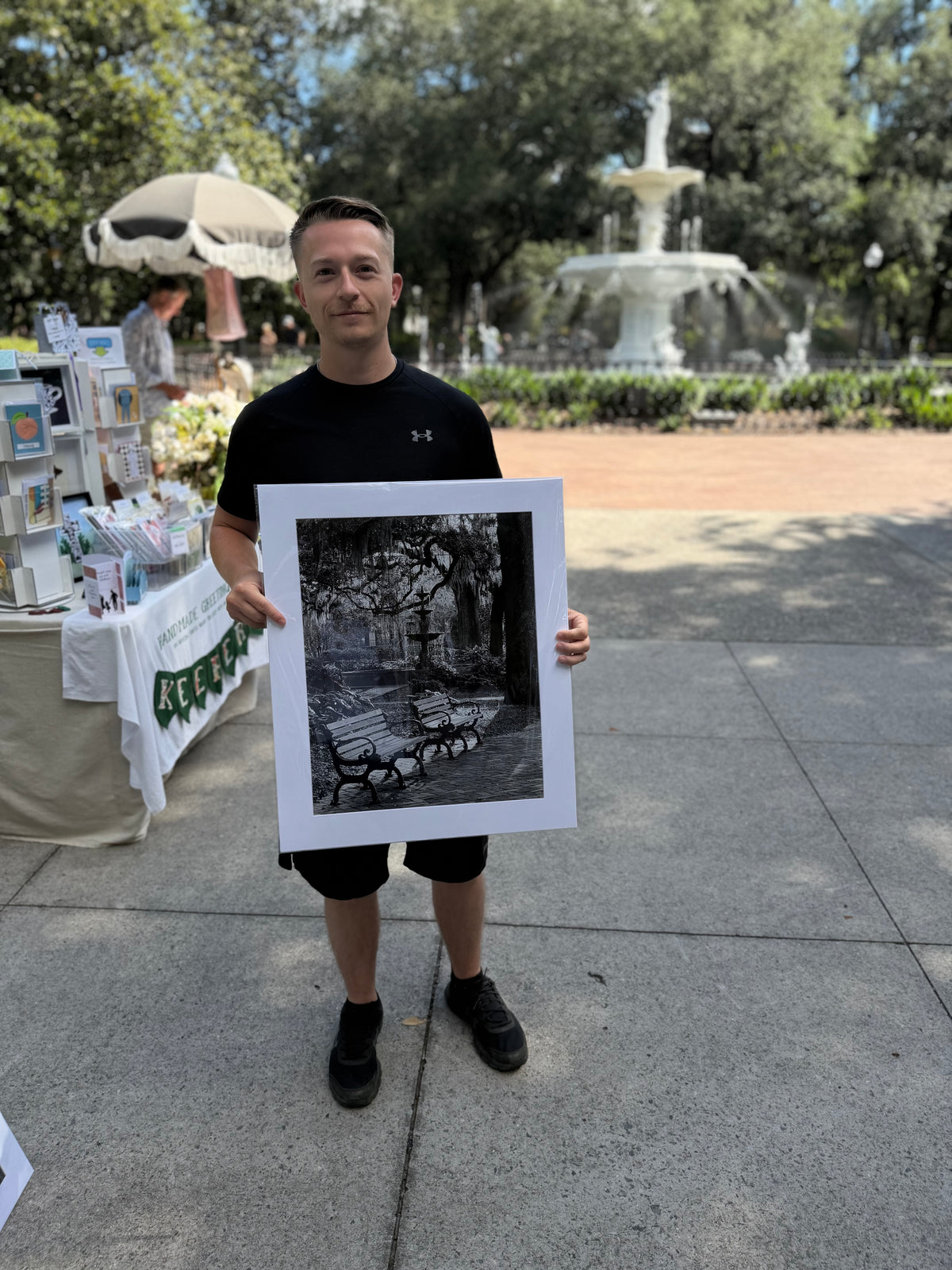 B&W Lafayette Square fountain Savannah Georgia  photography print unmatted
