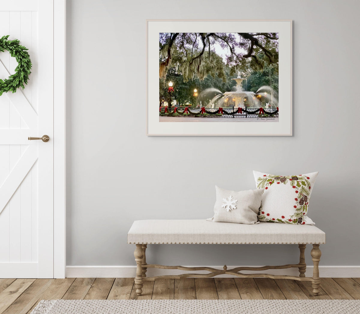 Forsyth Park Fountain Christmastime Savannah Georgia Photography Print Unmatted