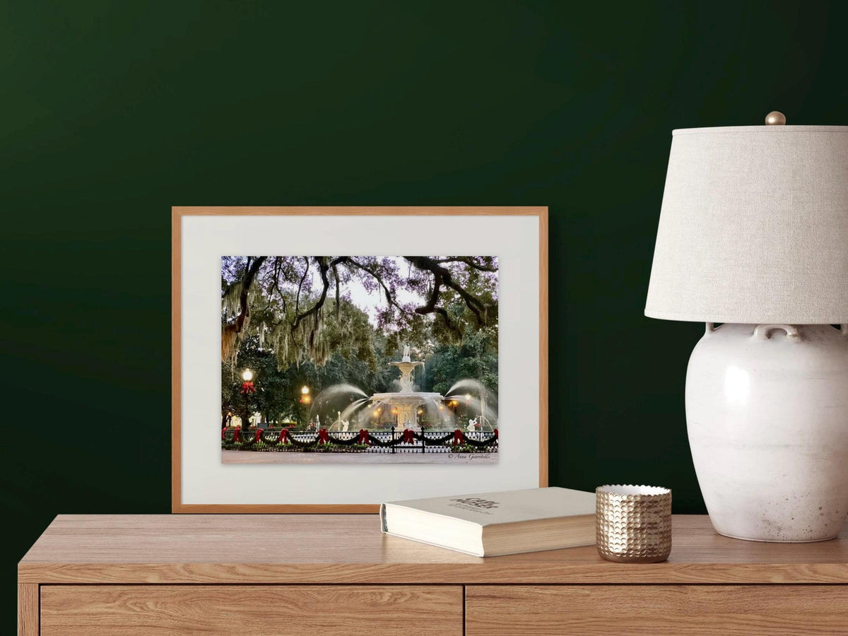 Forsyth Park Fountain Christmastime Savannah Georgia Photography Print Unmatted