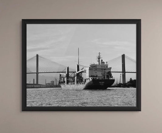 Savannah Georgia cargo container ship Talmadge Bridge photography print unmatted