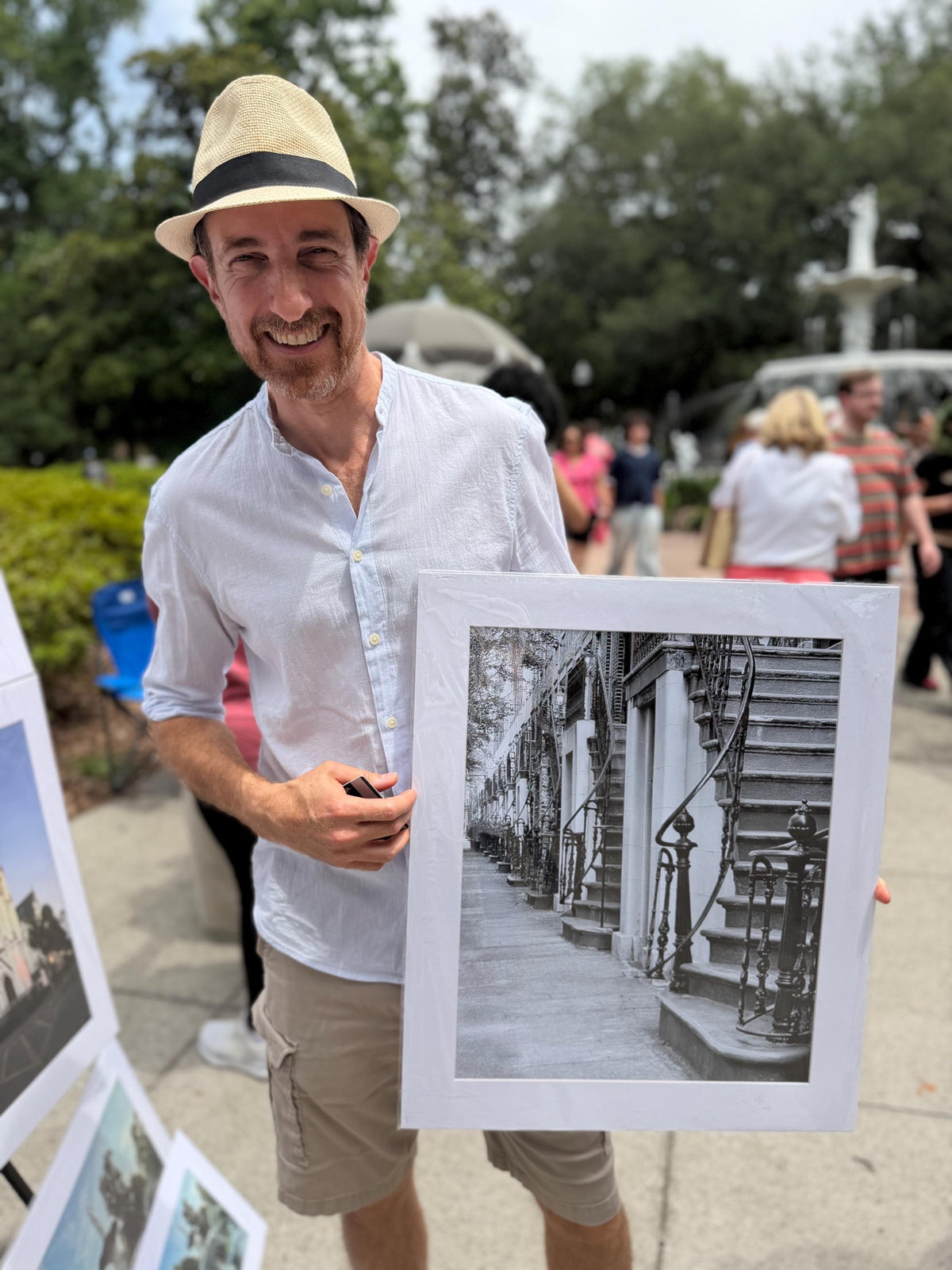 Savannah Georgia Gordon Street stairs black and white photography unmatted print