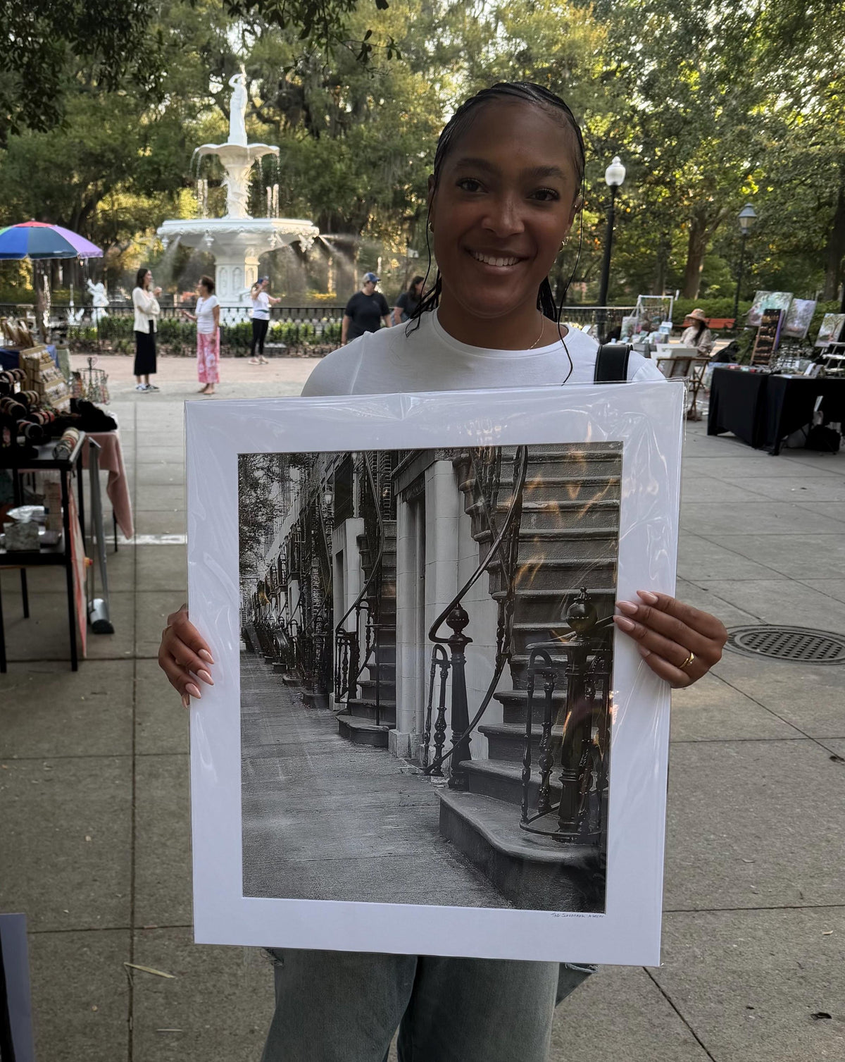 Savannah Georgia Gordon Street stairs black and white photography unmatted print