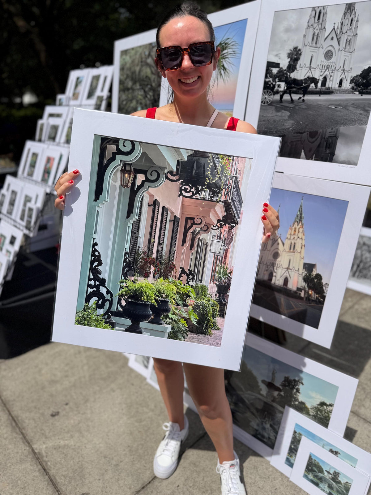 Set of 3 rainbow row pastel houses Savannah Georgia photography unmatted prints