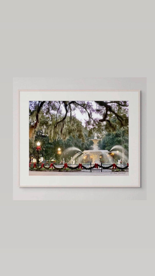 Forsyth Park Fountain Christmastime Savannah Georgia Photography Print Unmatted
