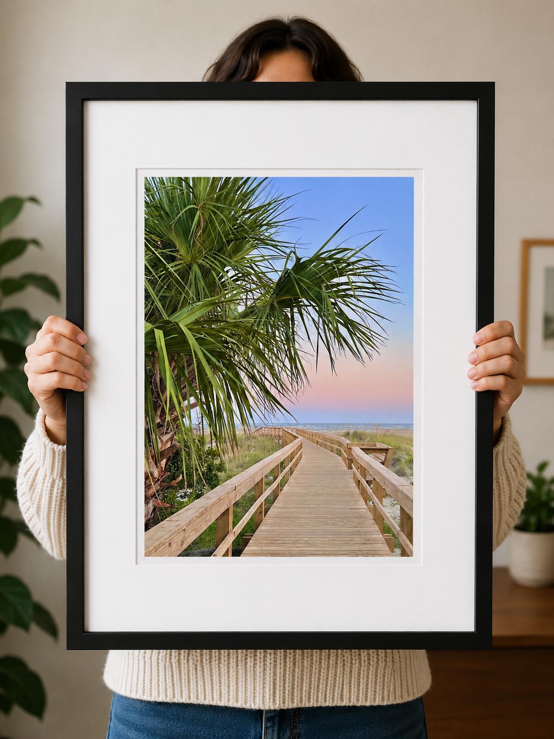 Beach Boardwalk Sunset Tybee Island Georgia Photography Print Unmatted