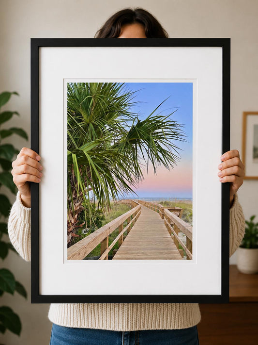 Beach Boardwalk Sunset Tybee Island Georgia Photography Print Unmatted