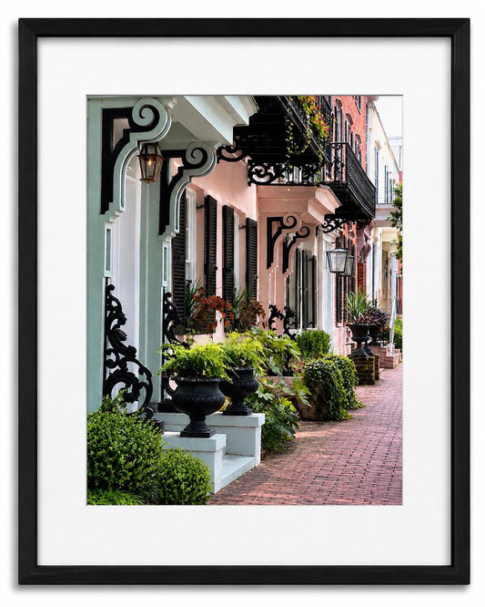 Rainbow row pastel rowhouses Savannah Georgia photography print unmatted